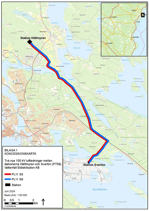 Karta över sträckning enligt koncessionsansökan