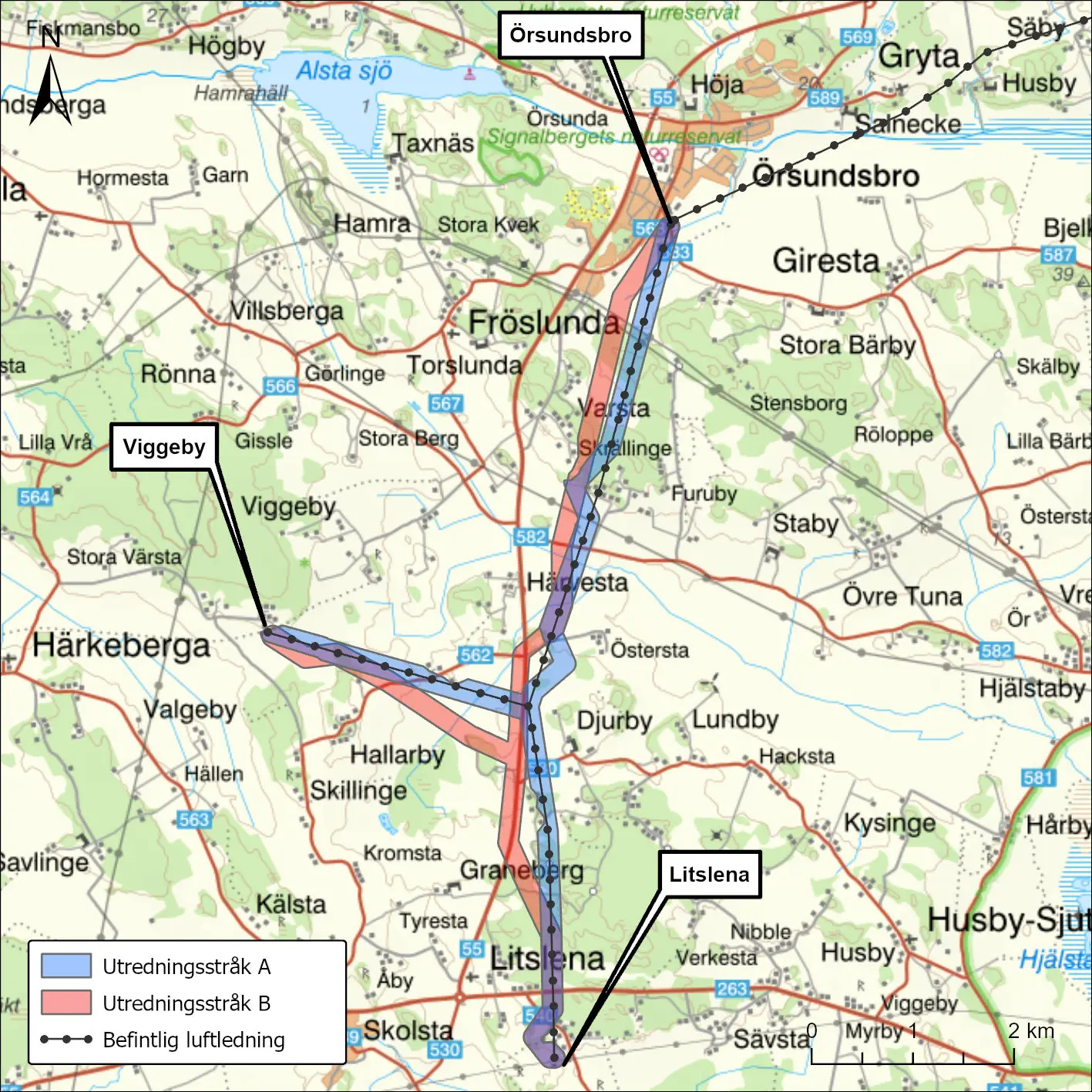 Översiktskarta Örsundsbro-Viggeby-Litslena