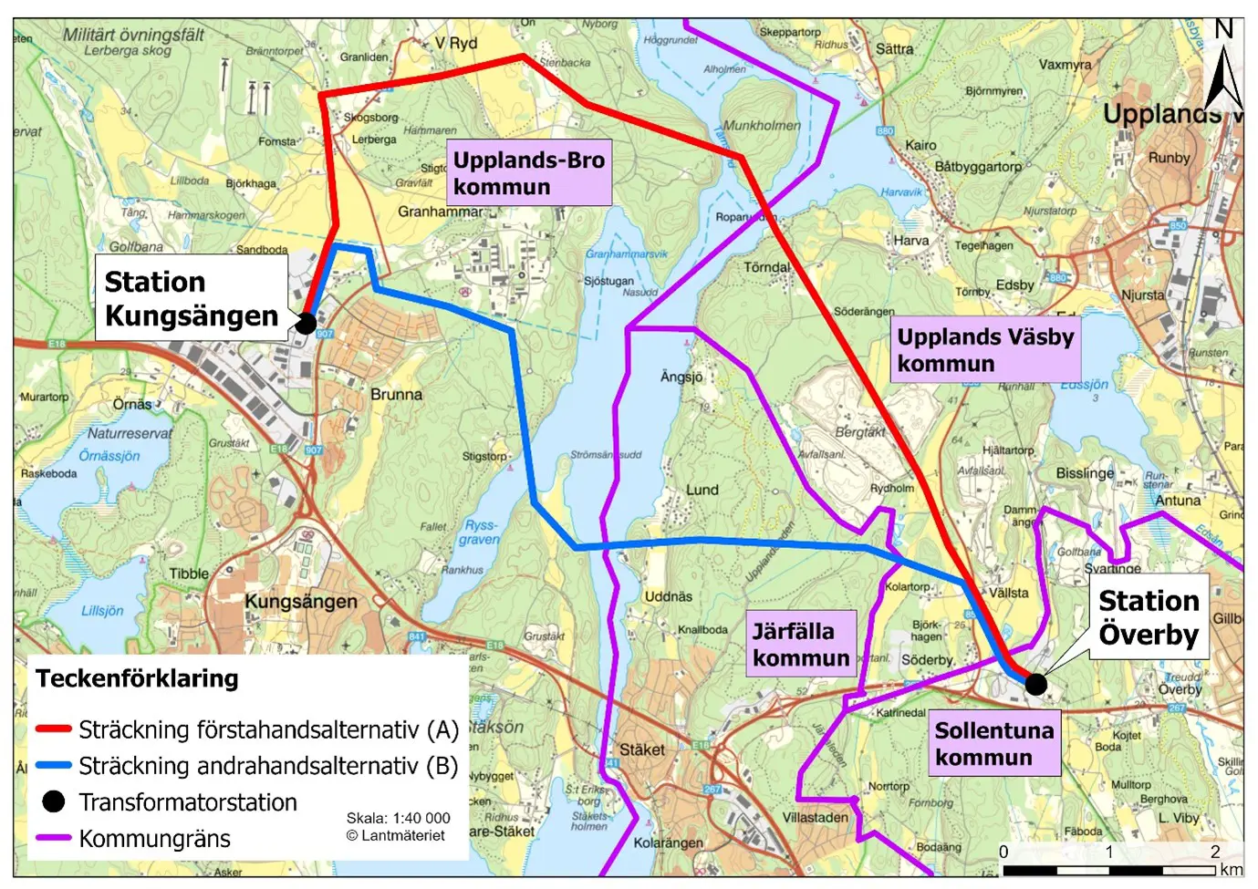 Karta över Överby och Kungsängen