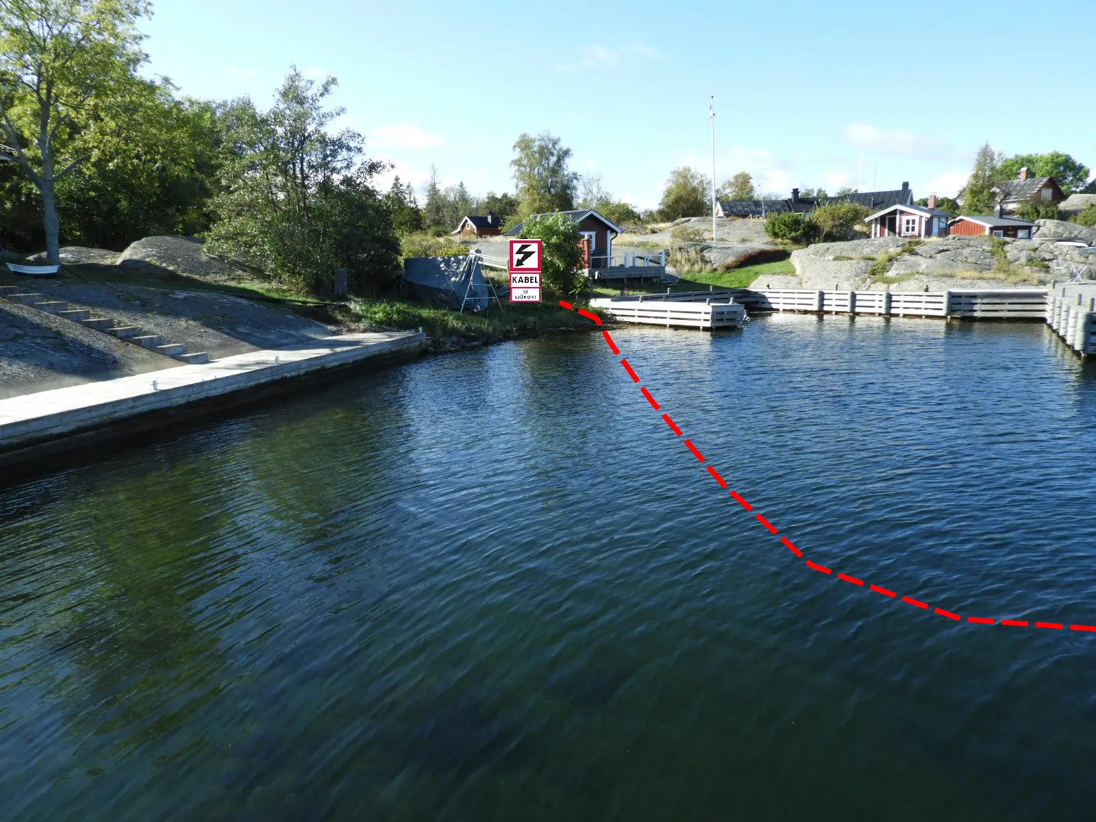 Upplysningsskylt för sjökabel