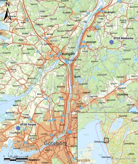 Bild på karta över området Göteborg för regionnätsförstärkningar