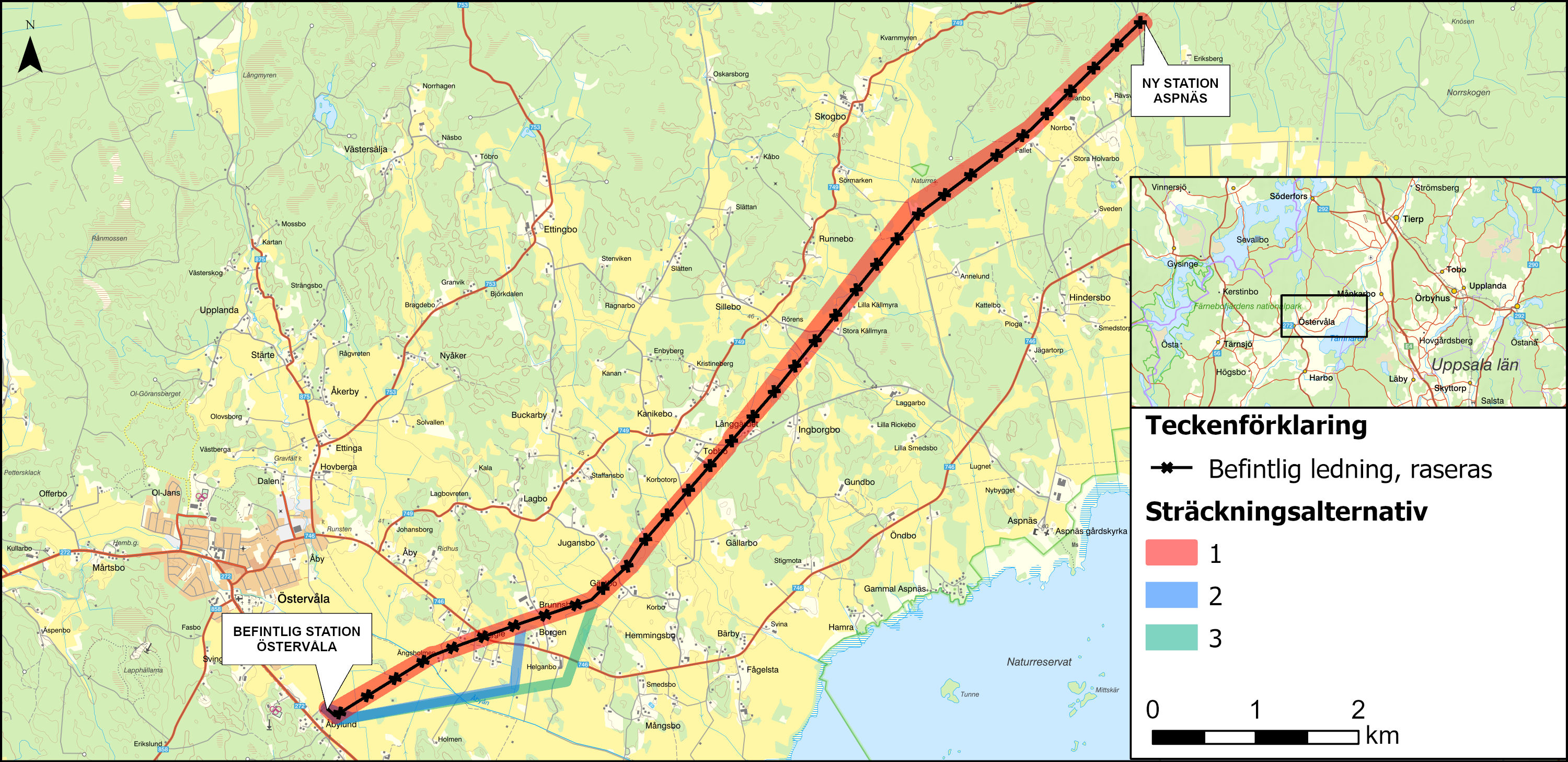 Karta sträckningsalternativ